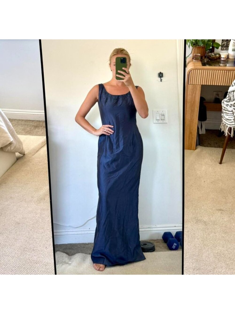 CACHET VINTAGE NAVY BLUE SEQUIN MAXI DRESS WOMENS SIZE 6